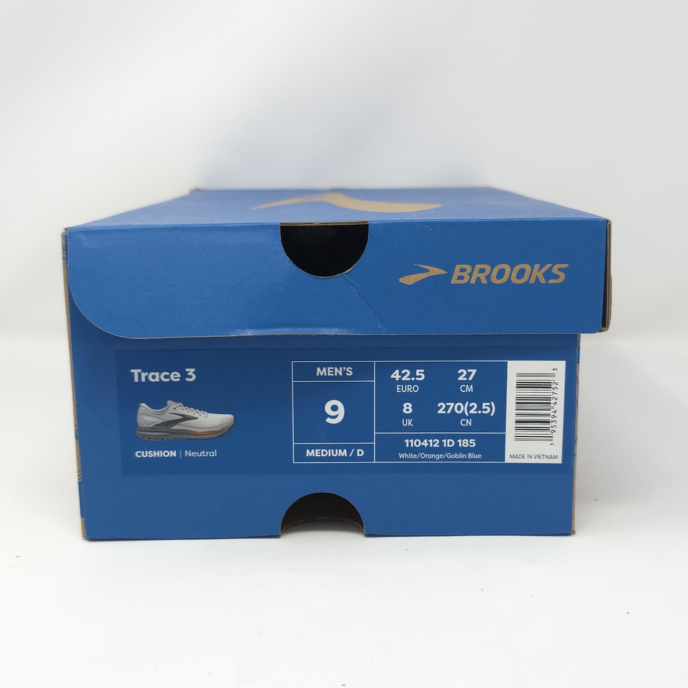 Brooks Trace 3 White/Orange/Goblin Blue Neutral Running Shoes - Picture 10 of 10